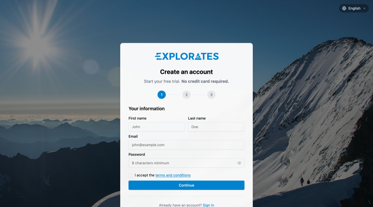 How do I create my Explorates account