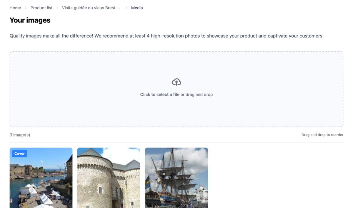 How do I add images to my product