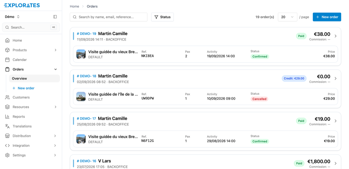 What is the difference between an order and a booking