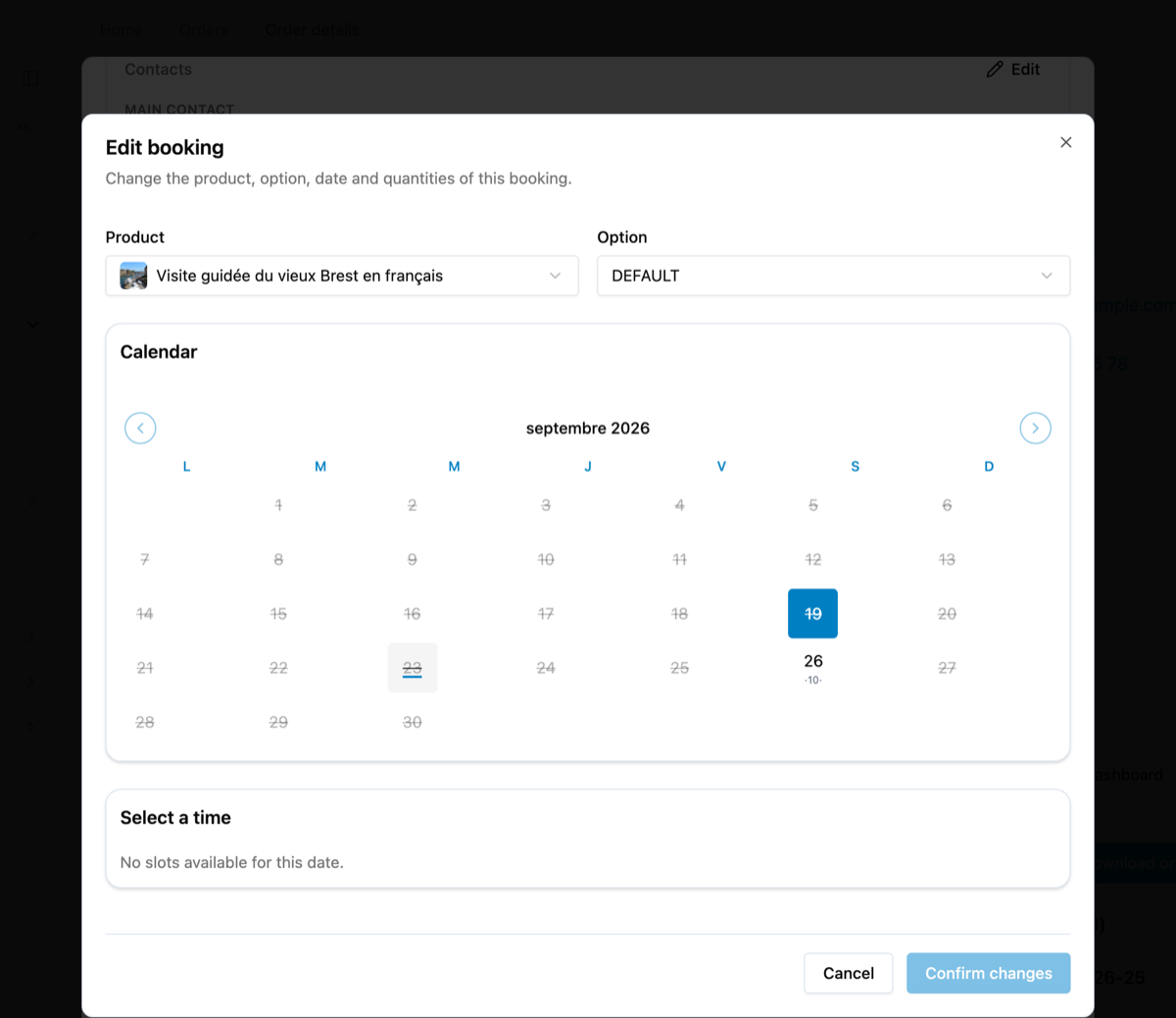 How do I change the number of participants on a booking