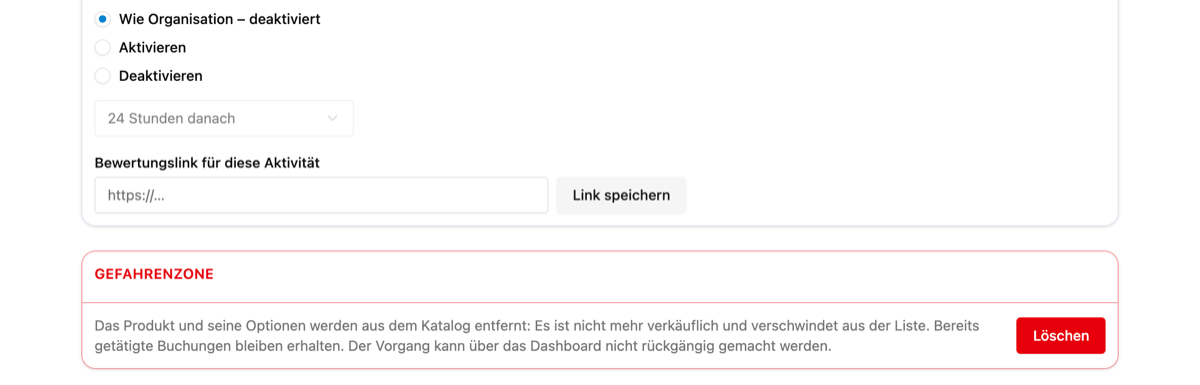 Wie lösche ich ein Produkt