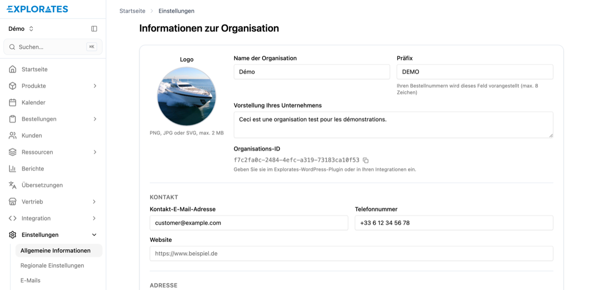 Wie passe ich die Angaben meiner Organisation an
