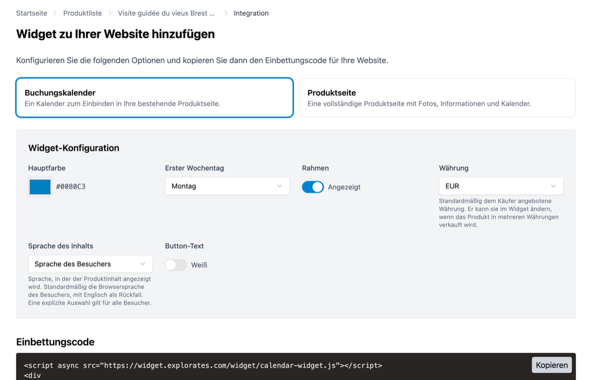 Wie passe ich das Aussehen des Explorates-Widgets auf meiner Website an
