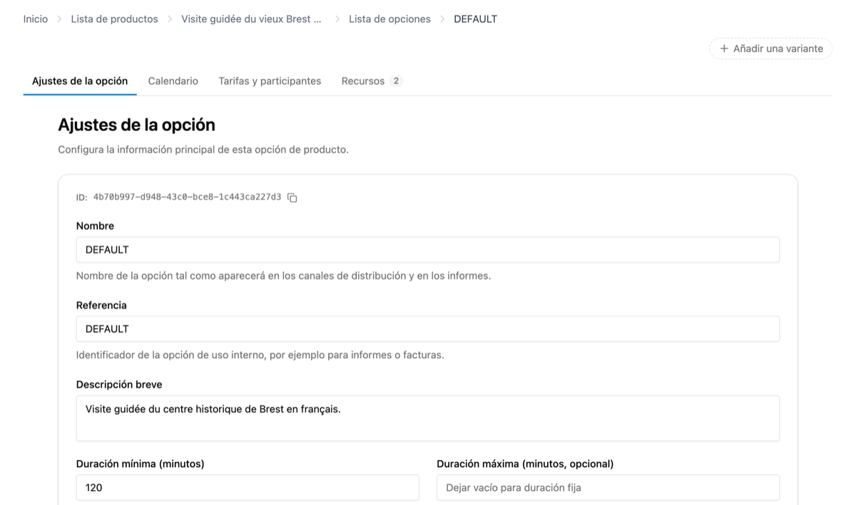 Cómo creo una opción para mi producto