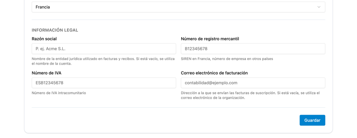 Cómo personalizo los datos de mi organización