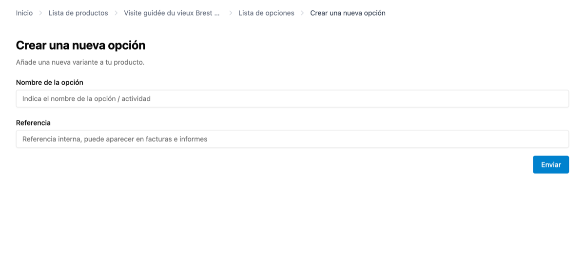 Cómo creo una opción para mi producto