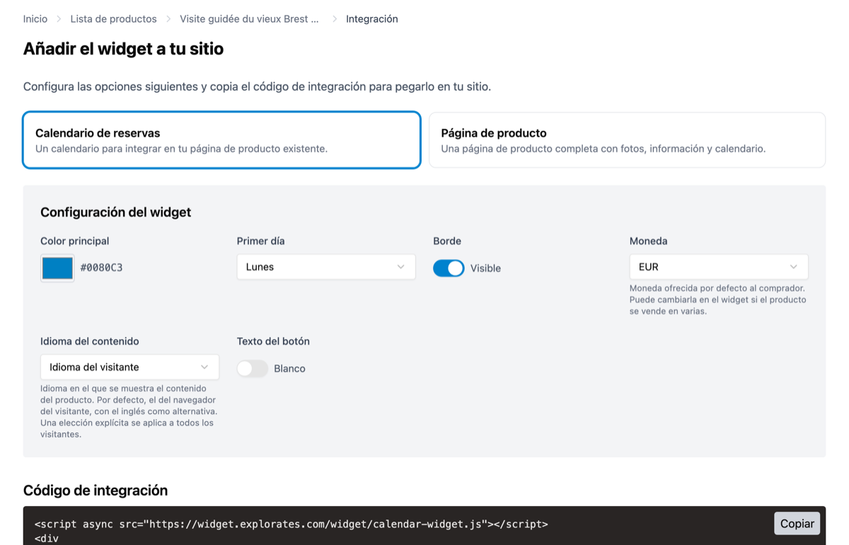 Cómo añado el widget de reservas de Explorates a WordPress