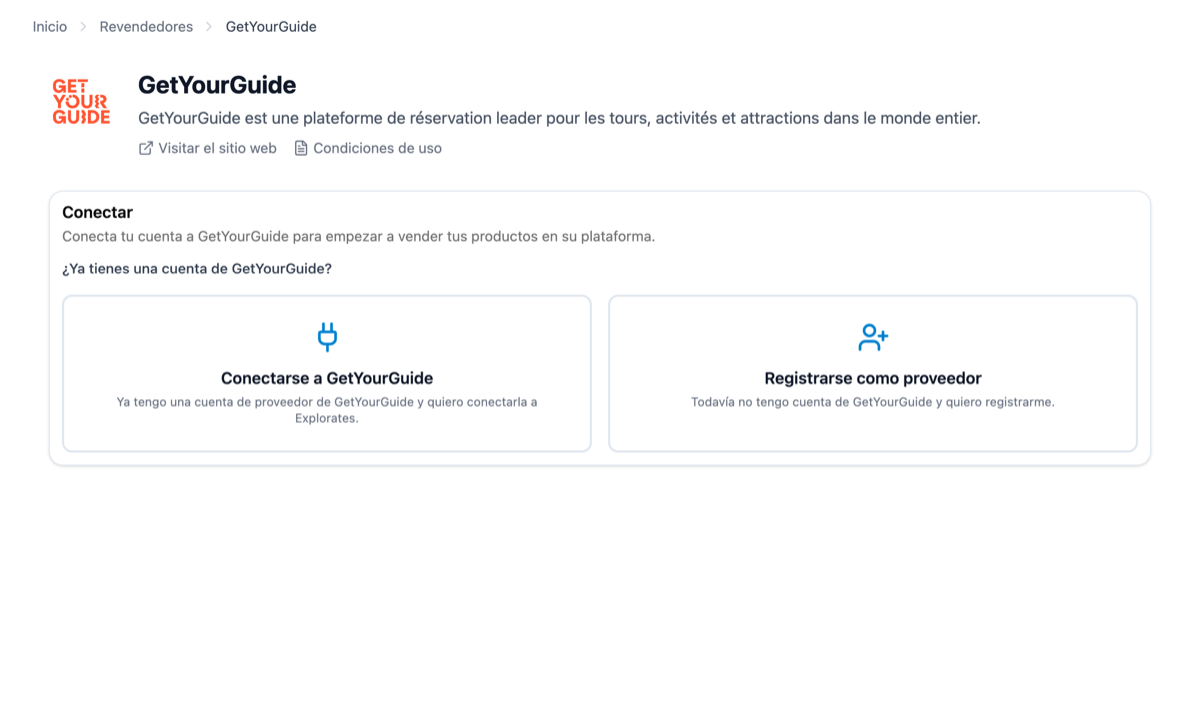 Conectar GetYourGuide en Explorates